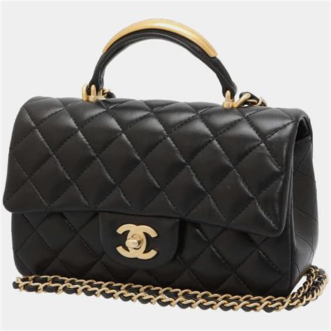 chanel 19 small pouch with handle|Chanel small lambskin evening bag.